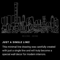 Beijing Skyline One Line Drawing Art - Dark