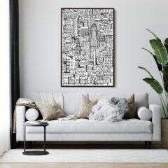 Buffalo NY Canvas Art Print for Living Room- Portrait - Dark