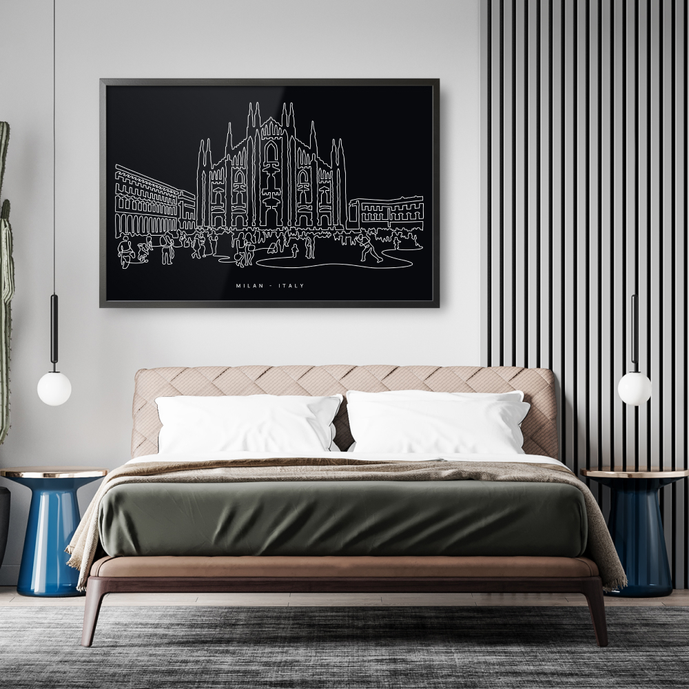 Framed Milan Wall Art for Bed Room - Dark