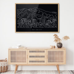 Framed Salt Lake City Wall Art for Living Room - Dark-1