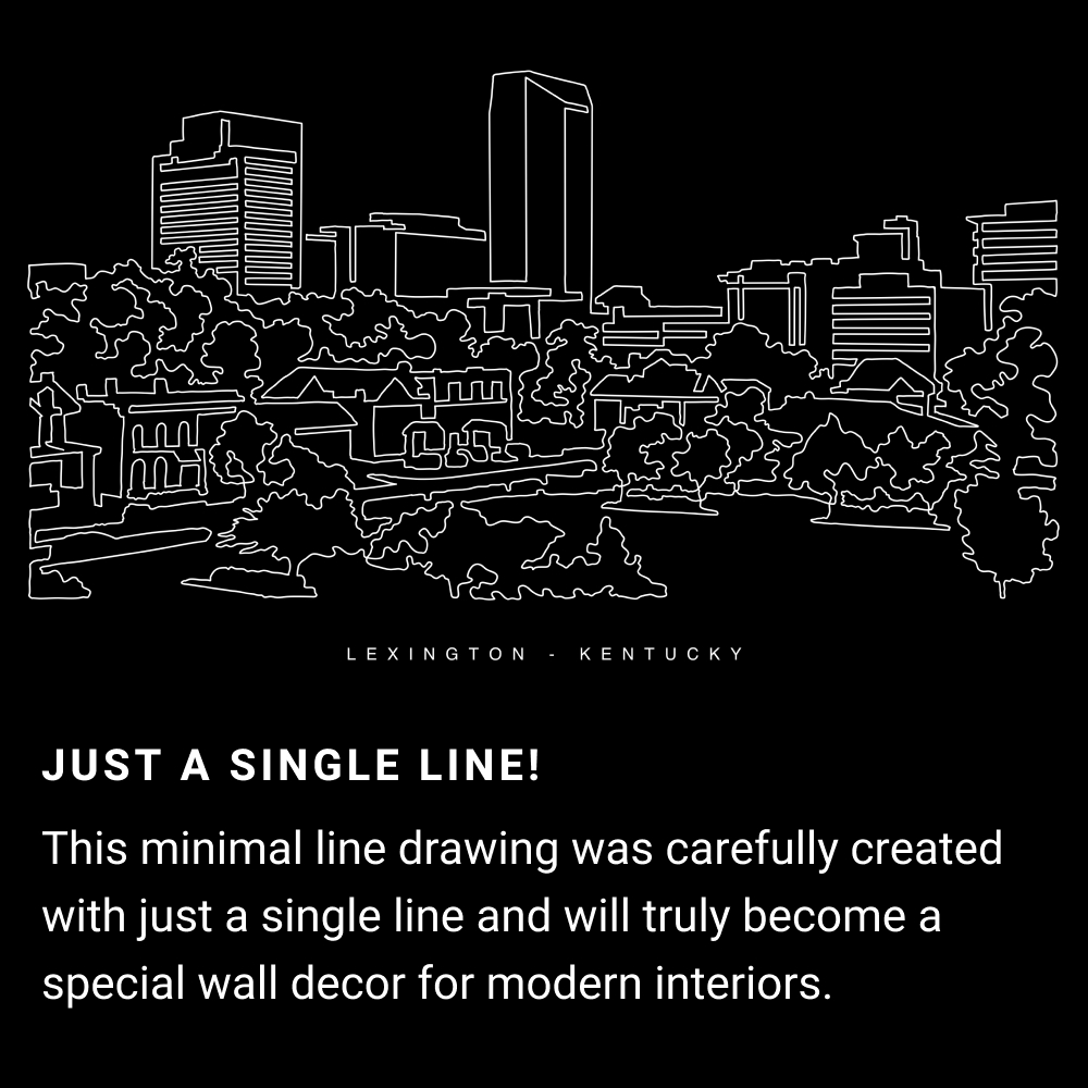 Lexington Kentucky One Line Drawing Art - Dark