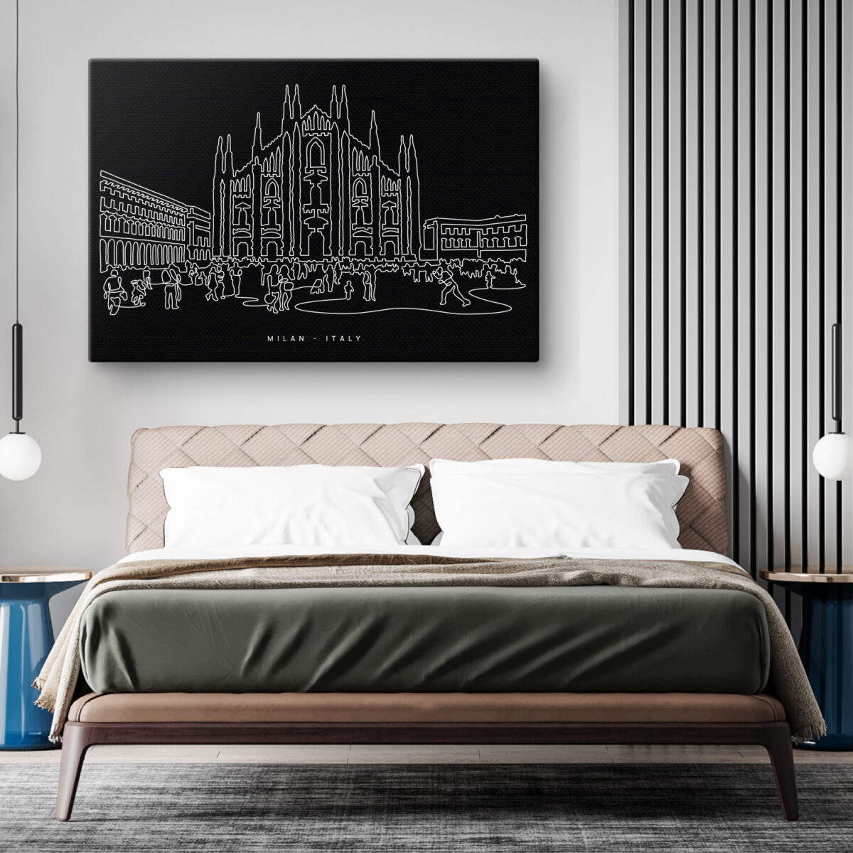 Milan Canvas Art Print - Bed Room - Dark