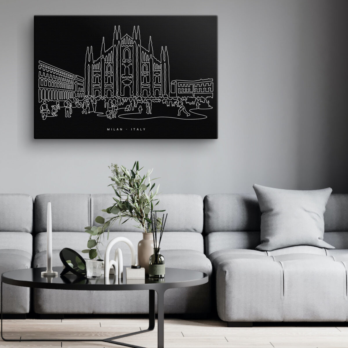 Milan Canvas Art Print - Living Room - Dark