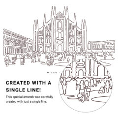 Milan Cathedral Vector Art - Single Line Art Detail