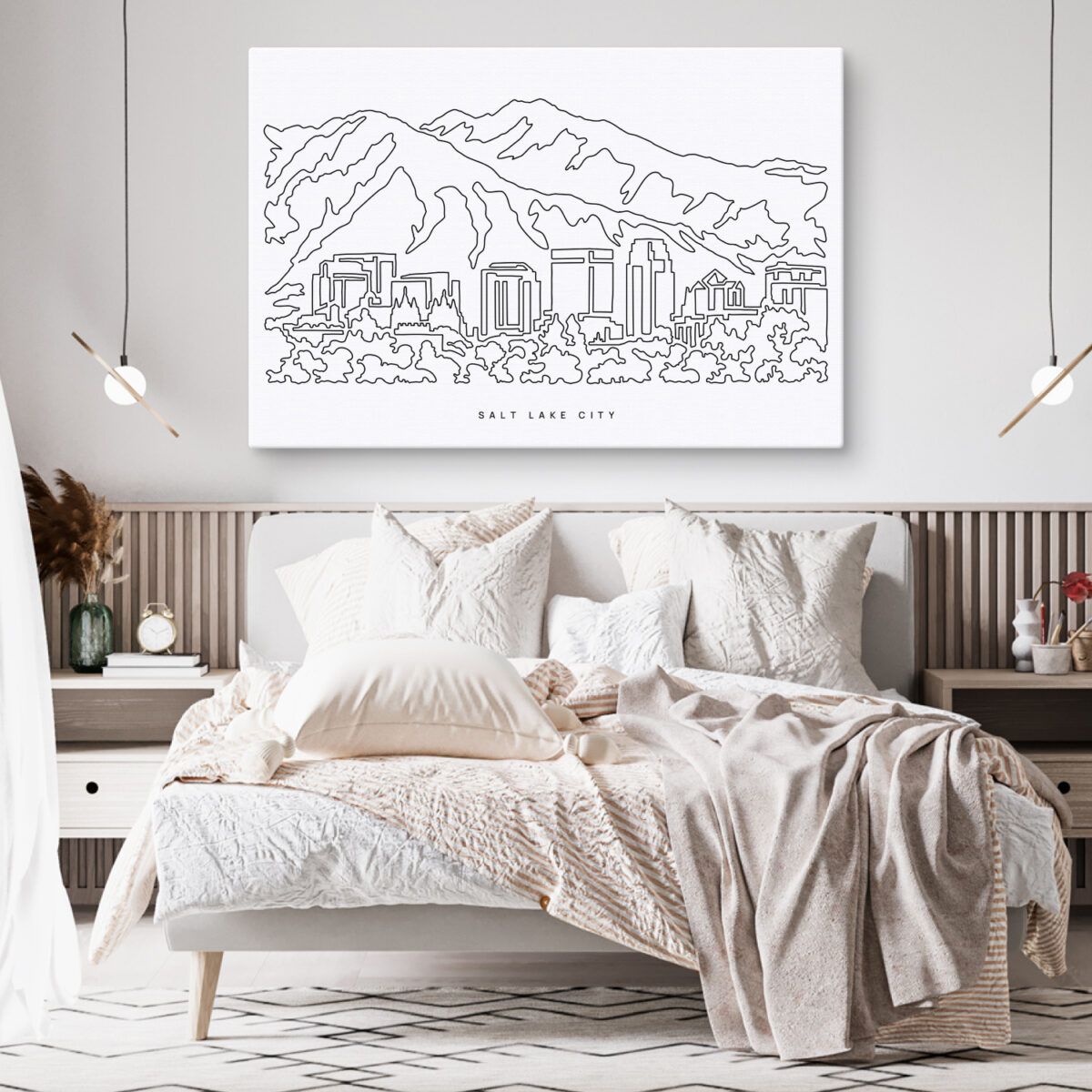 Salt Lake City Canvas Art Print - Bed Room