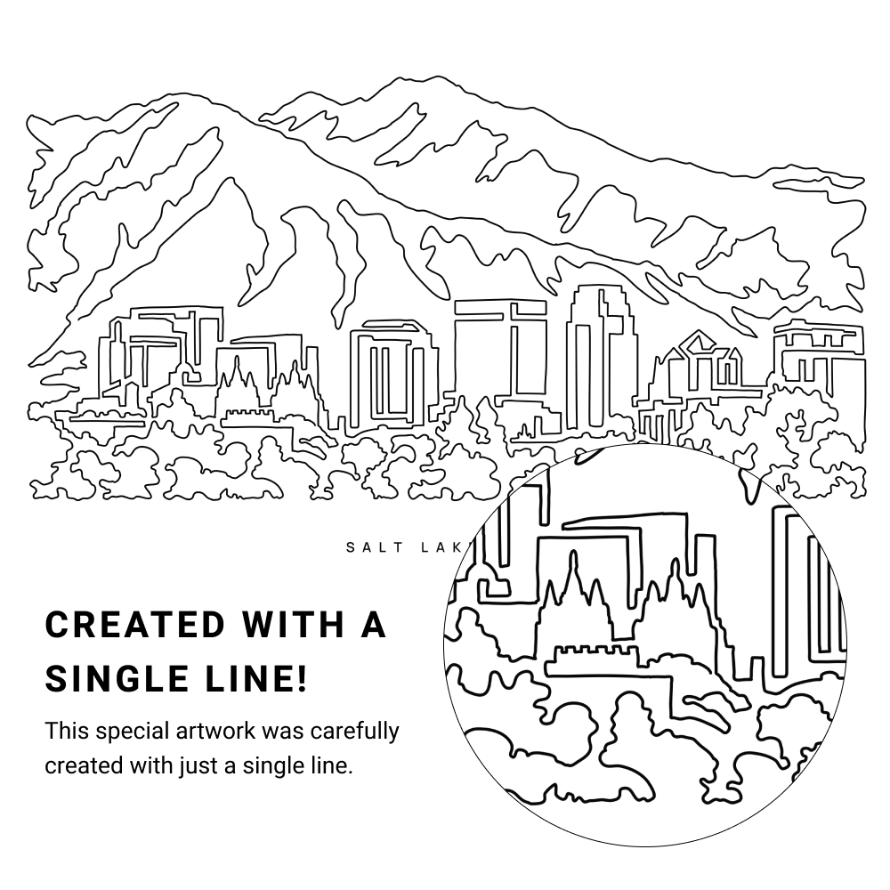 Salt Lake City Vector Art - Single Line Art Detail