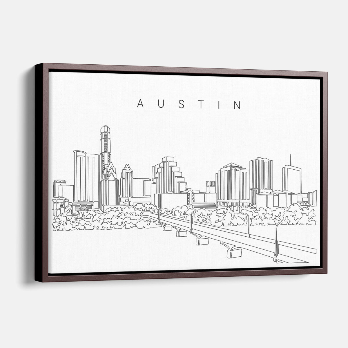 Framed Austin Texas Canvas Print - Main - Light