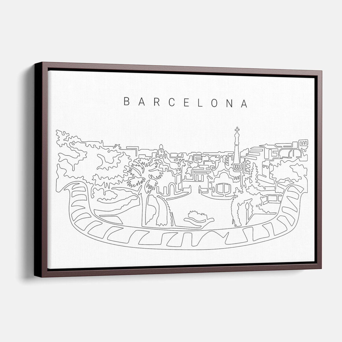 Framed Barcelona Park Guell Canvas Print - Main - Light