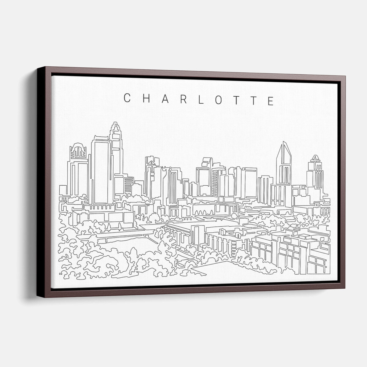 Framed Charlotte NC Canvas Print - Main - Light