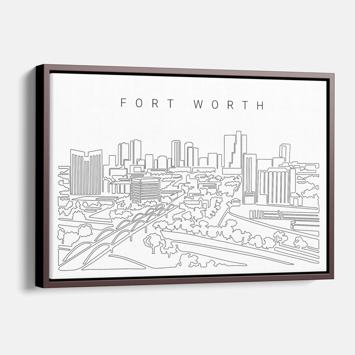 Framed Fort Worth Canvas Print - Main - Light