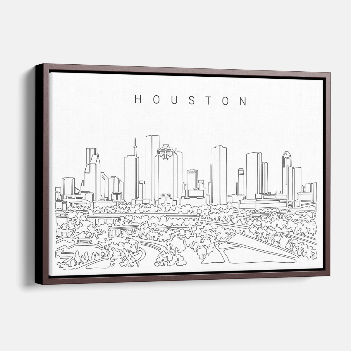 Framed Houston Texas Canvas Print - Main - Light