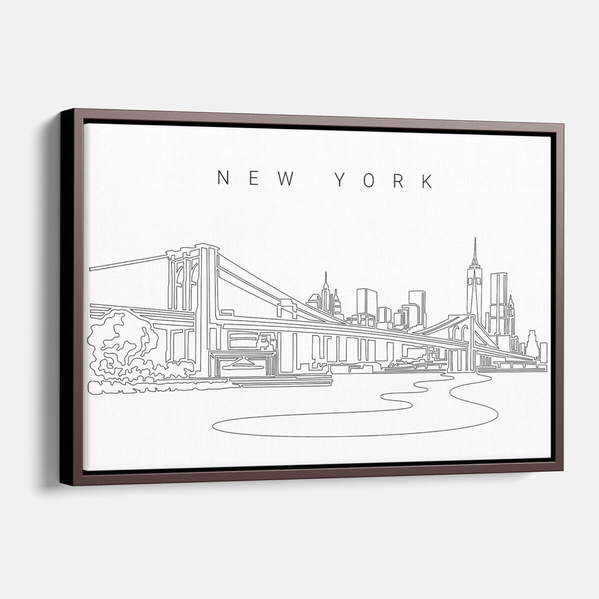 Framed New York Brooklyn Bridge Canvas Print - Main - Light