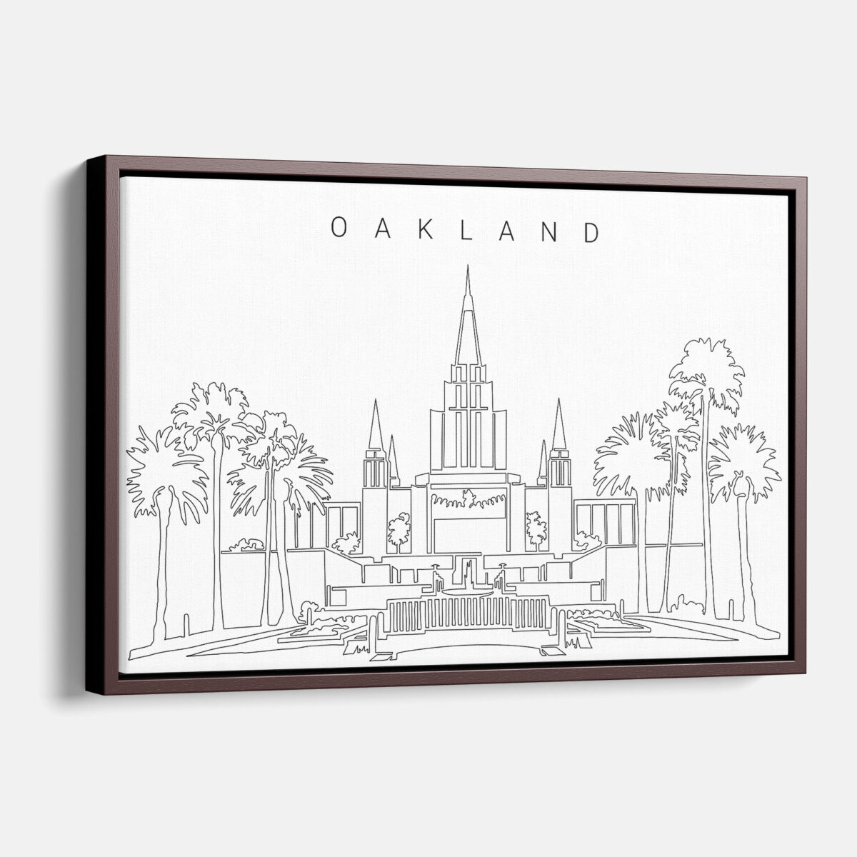 Framed Oakland Temple Canvas Print - Main - Light