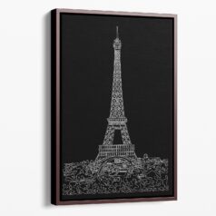 Framed Paris Eiffel Tower Canvas Print - Portrait - Main - Dark