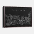Framed Pike Place market Canvas Print - Main - Dark