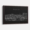 Framed Porto Skyline Canvas Print - Main - Dark