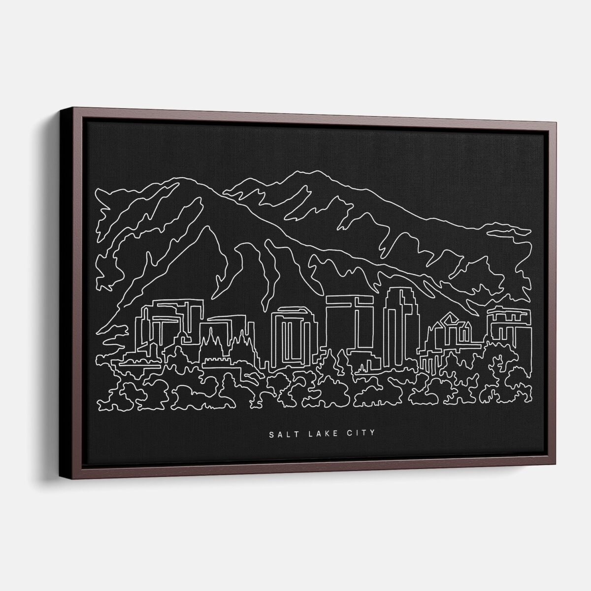 Framed Salt Lake City Canvas Print - Main - Dark