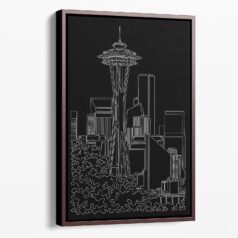 Framed Seattle Space Needle Canvas Print - Portrait - Main - Dark