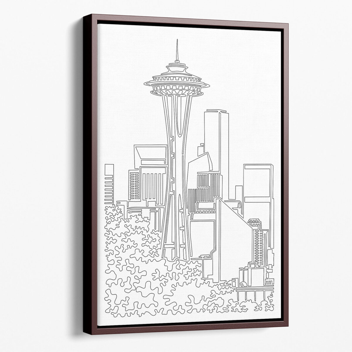 Framed Seattle Space Needle Canvas Print - Portrait - Main - Light