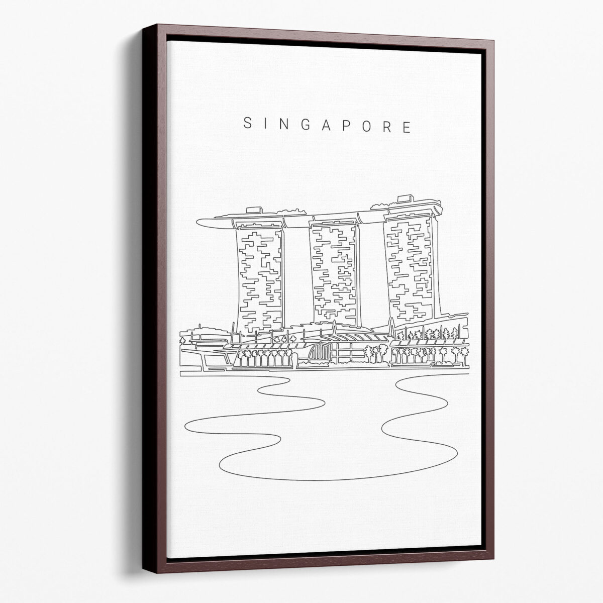 Framed Singapore Marina Bay Sands Canvas Print - Portrait - Main - Light