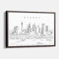 Framed Sydney Skyline Canvas Print - Main - Light