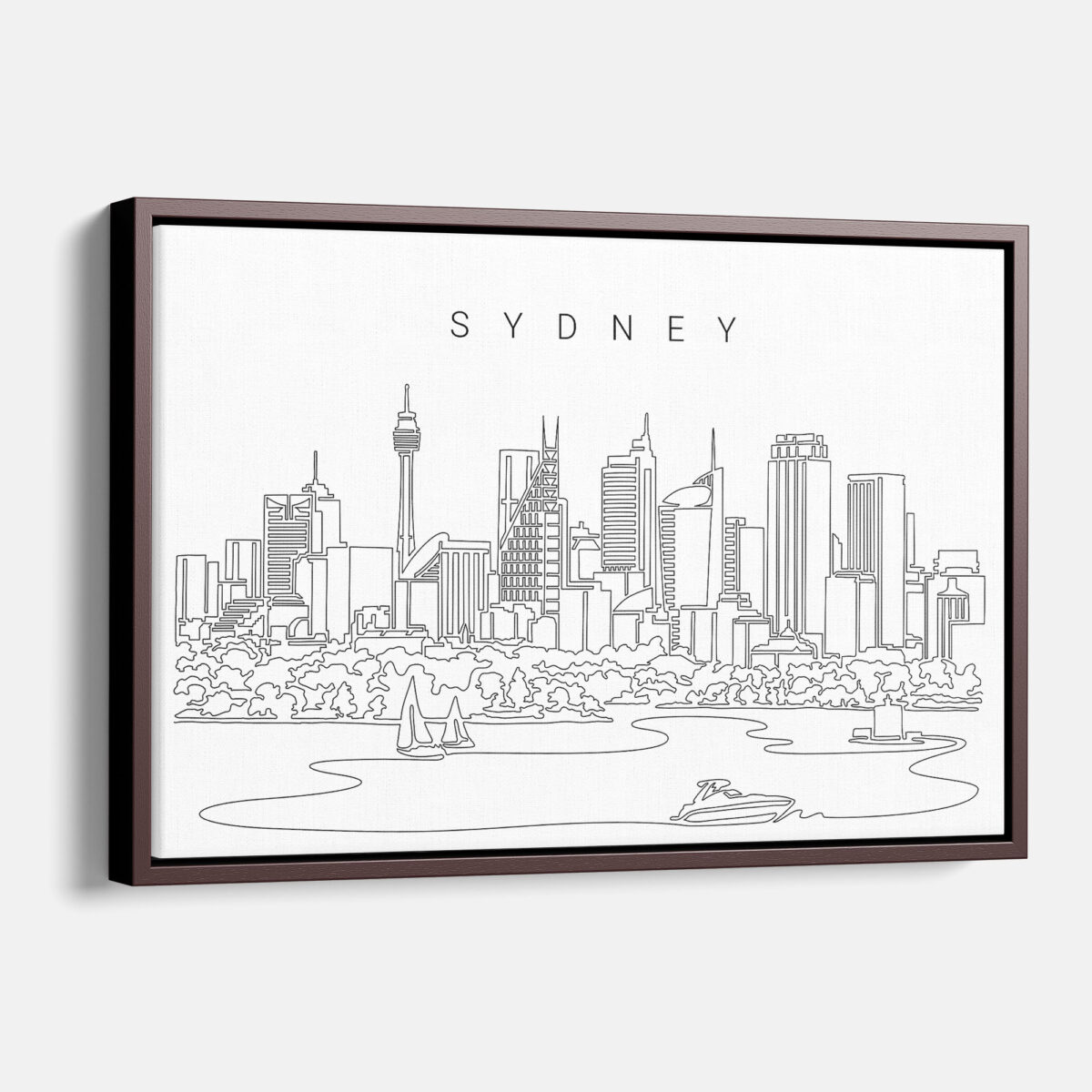 Framed Sydney Skyline Canvas Print - Main - Light