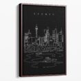 Framed Sydney Skyline Canvas Print - Portrait - Main - Dark