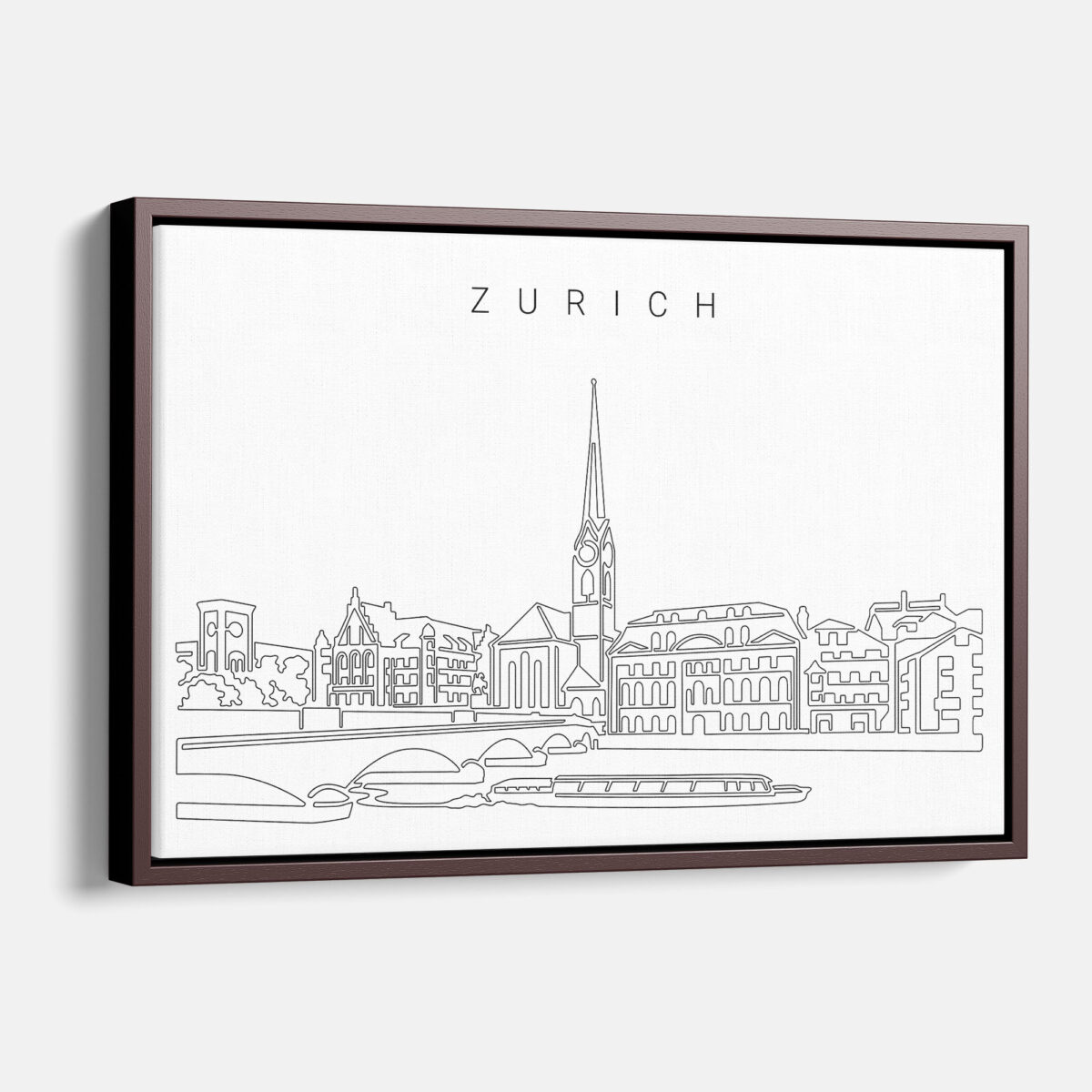 Framed Zurich Limmat River Canvas Print - Main - Light