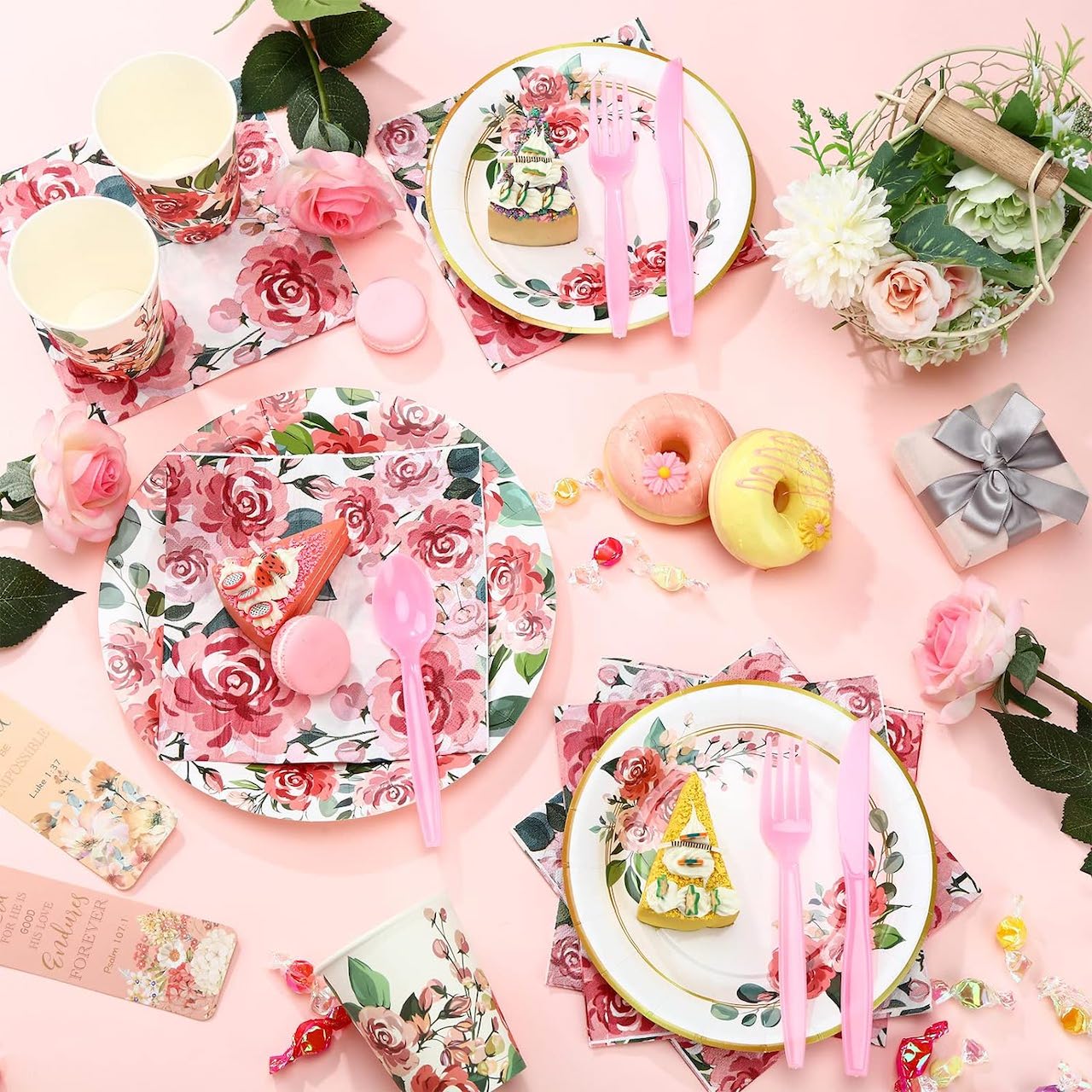 tea party table ideas tablescape floral paper plates vintage