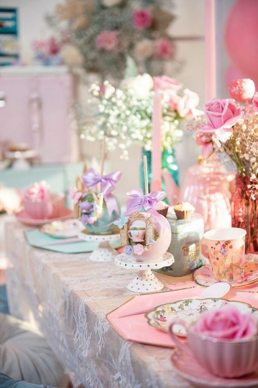 tea party table ideas tablescape pastel colors theme