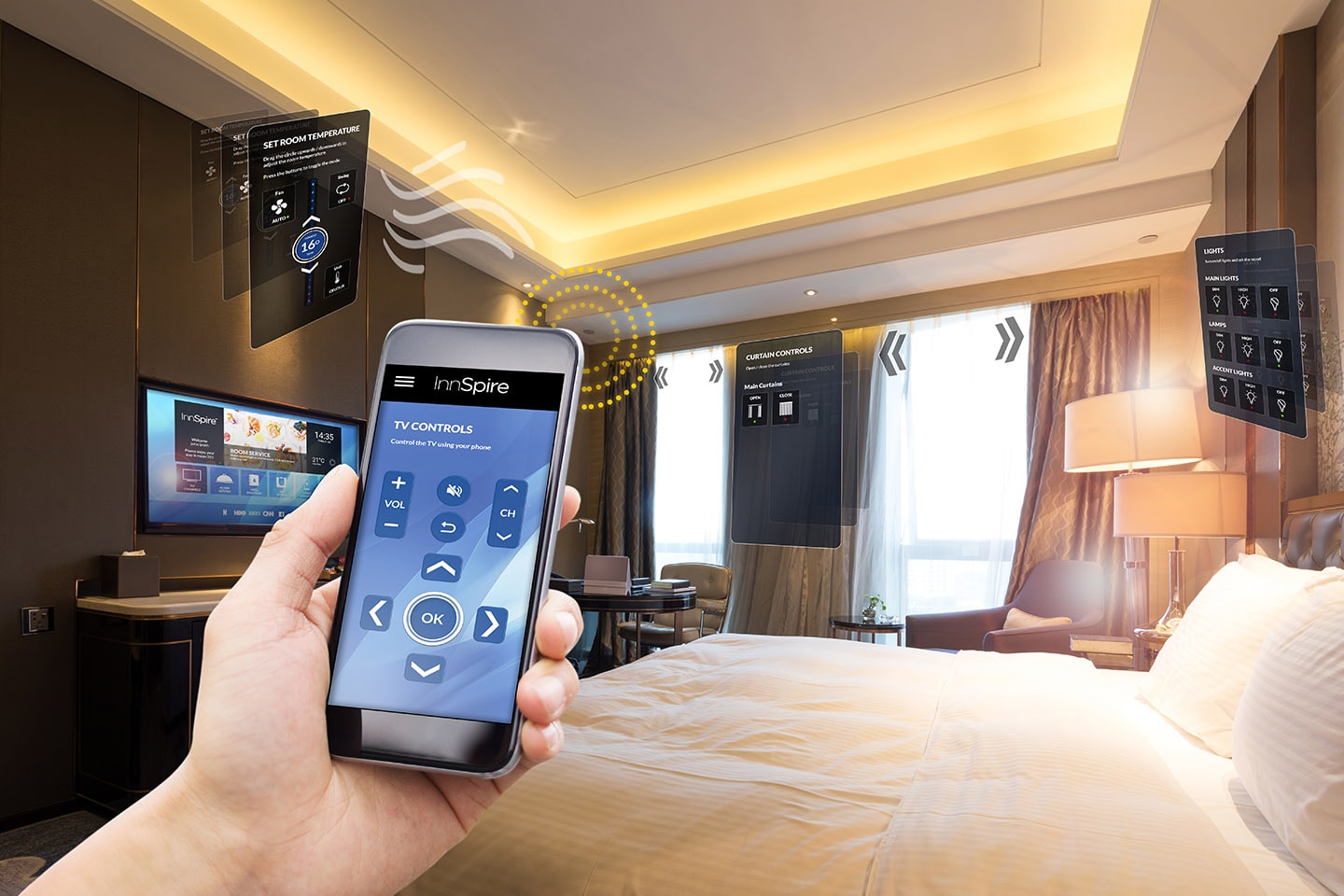 updated hotel decor high tech amenities