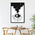 Universe in a cup - Coffee Wall Art with Kitchen Table