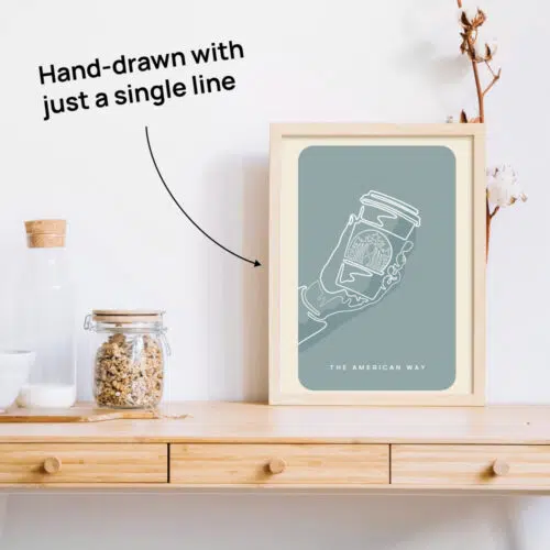 coffee One Line Drawing Wall Art
