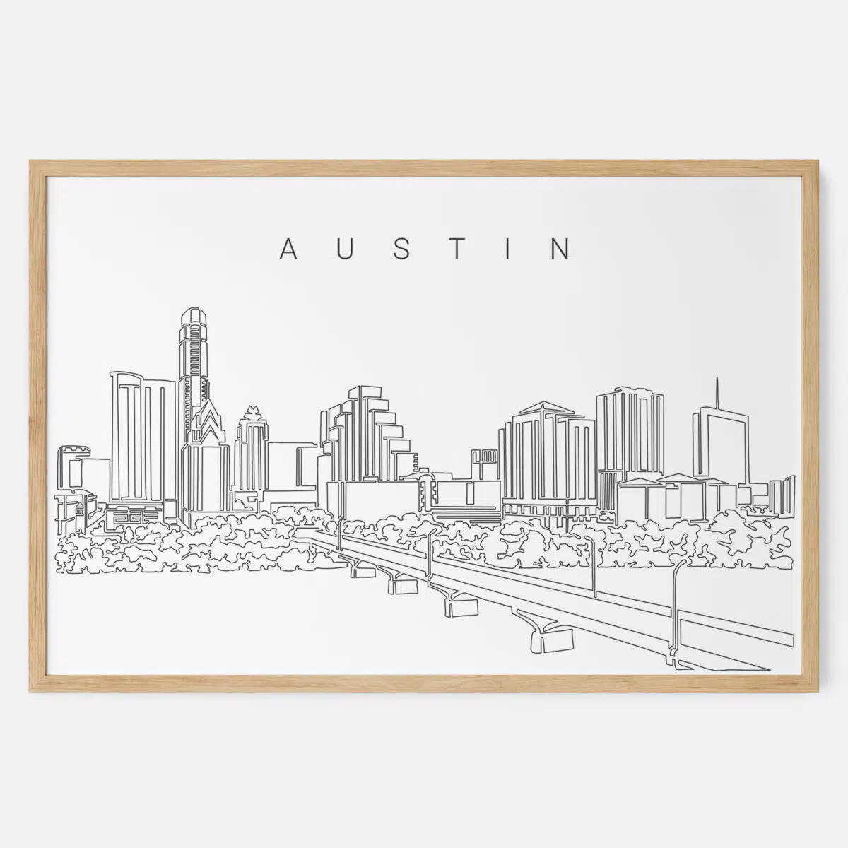 Framed Austin TX Art print - Landscape - Main