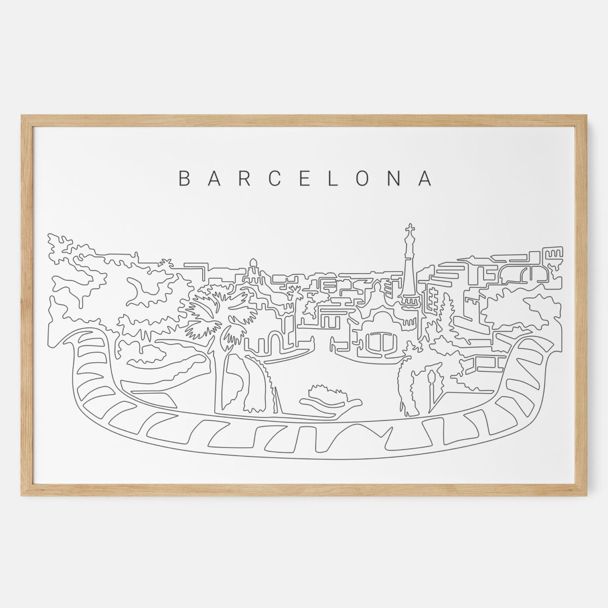 Framed Barcelona Park Güell Art print - Landscape - Main