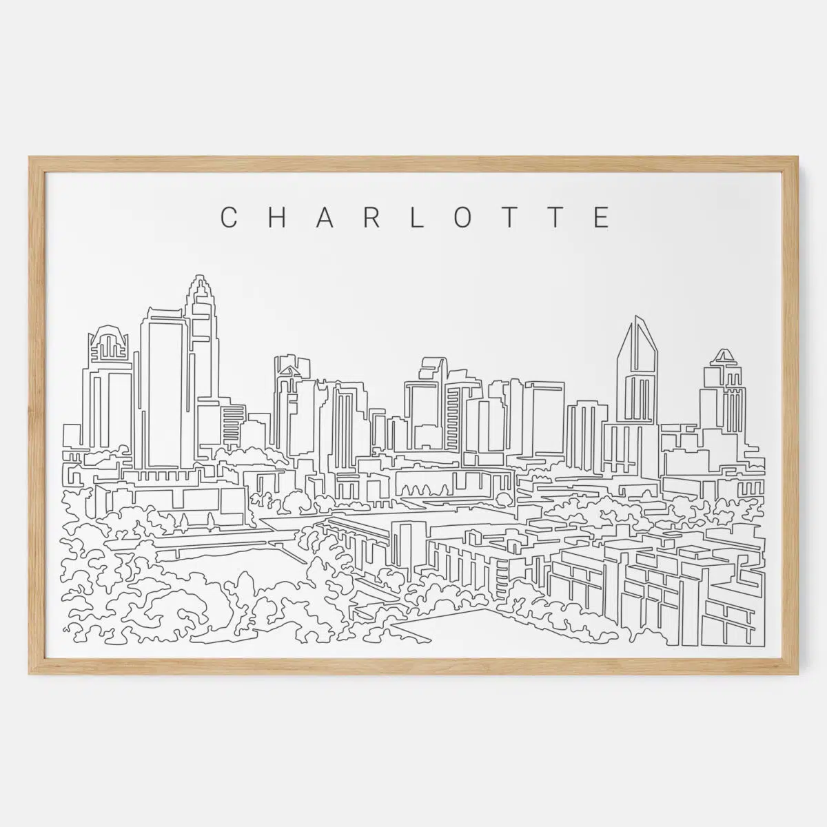 Framed Charlotte NC Art print - Landscape - Main