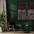 Framed Empire State Building Canvas Wall Art - Square - Lounge Chair - Dark