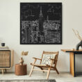Framed NYC Canvas Wall Art - Square - Lounge Chair - Dark