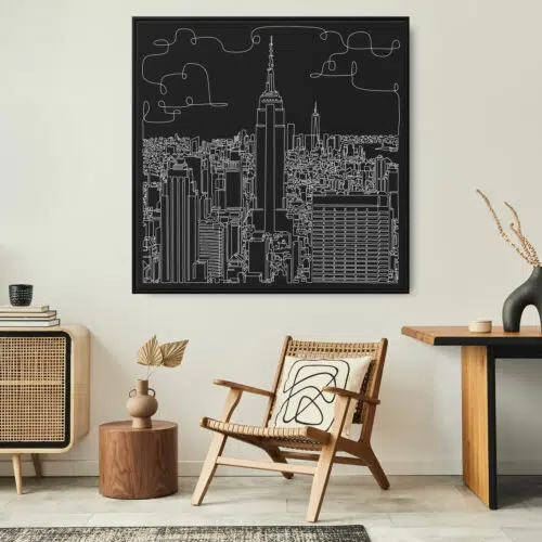Framed NYC Canvas Wall Art Square Lounge Chair Dark