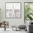 Framed New York City Canvas Wall Art - Square - Living Room - Light