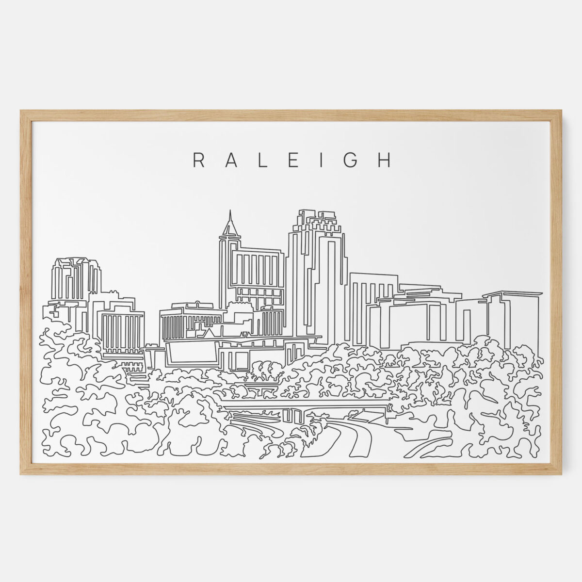 Framed Raleigh NC Art print - Landscape - Main