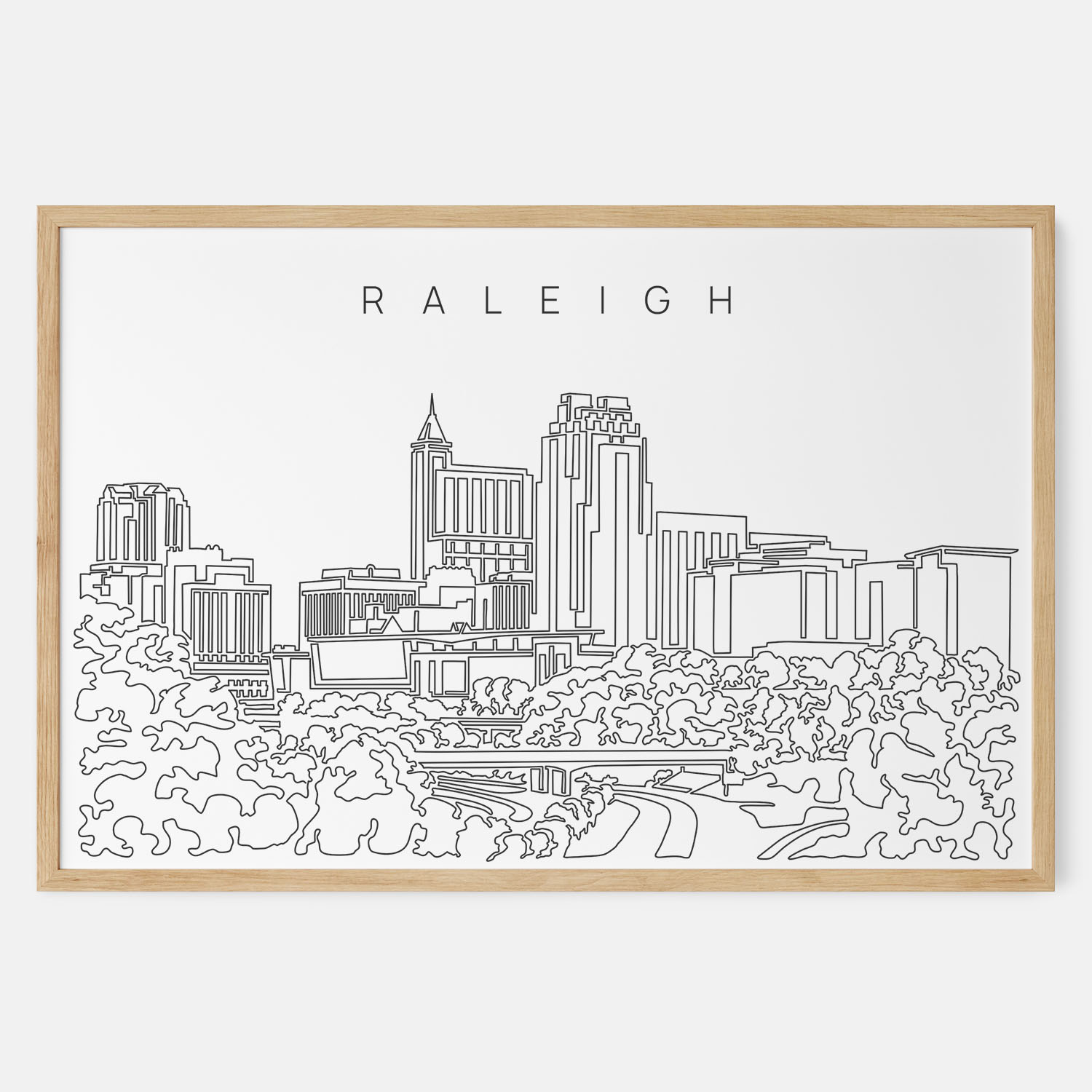 Framed Raleigh NC Art print Landscape Main