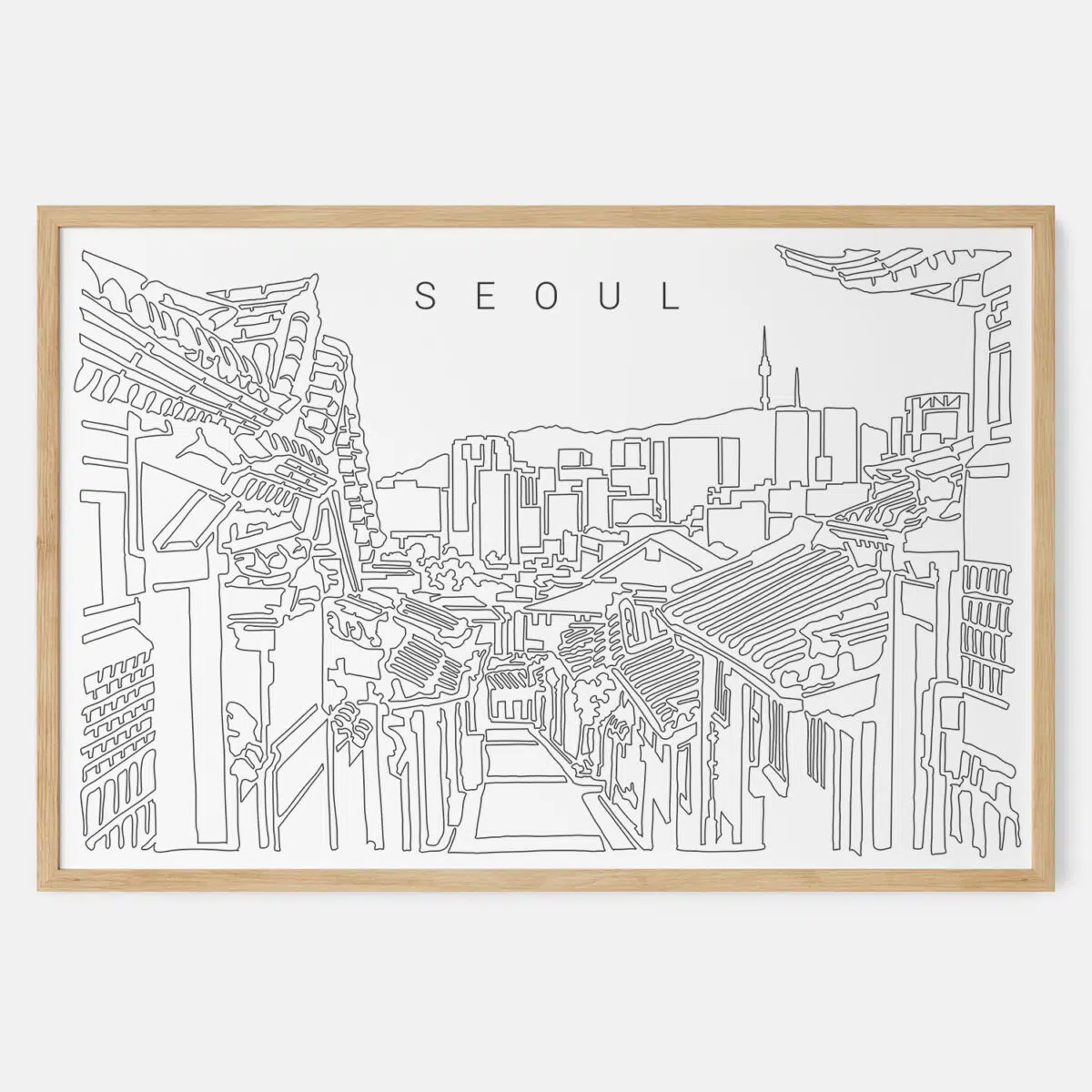 Framed Seoul Skyline Art print - Landscape - Main