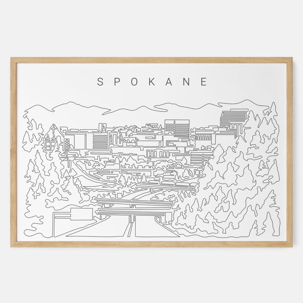 Framed Spokane Art print - Landscape - Main