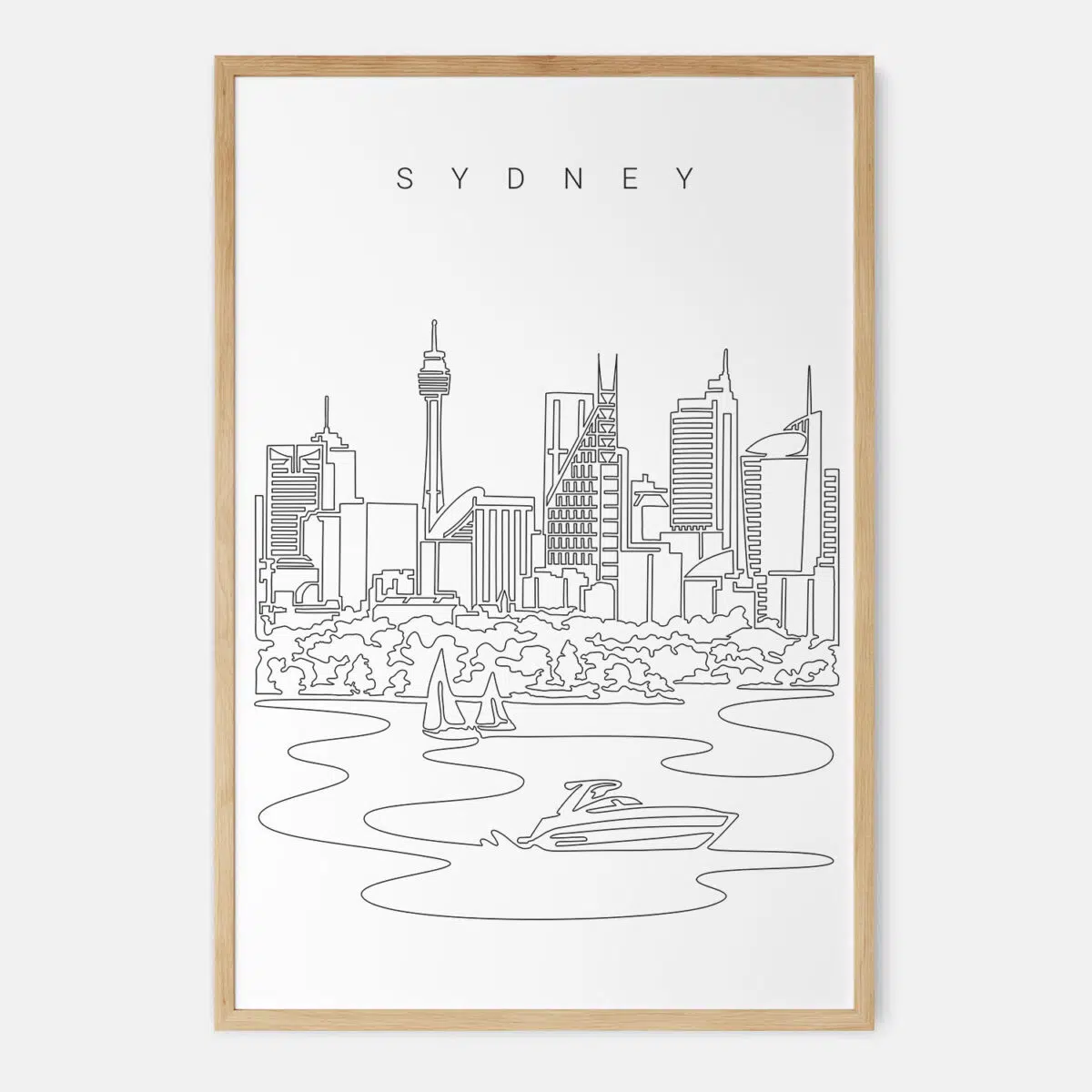 Framed Sydney Skyline Art print - Portrait - Main