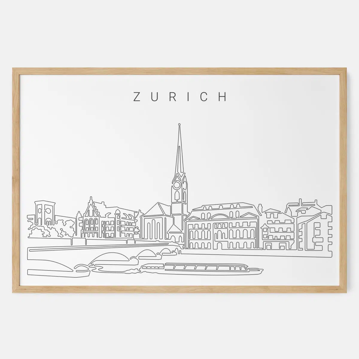 Framed Zurich Limma river Art print - Landscape - Main