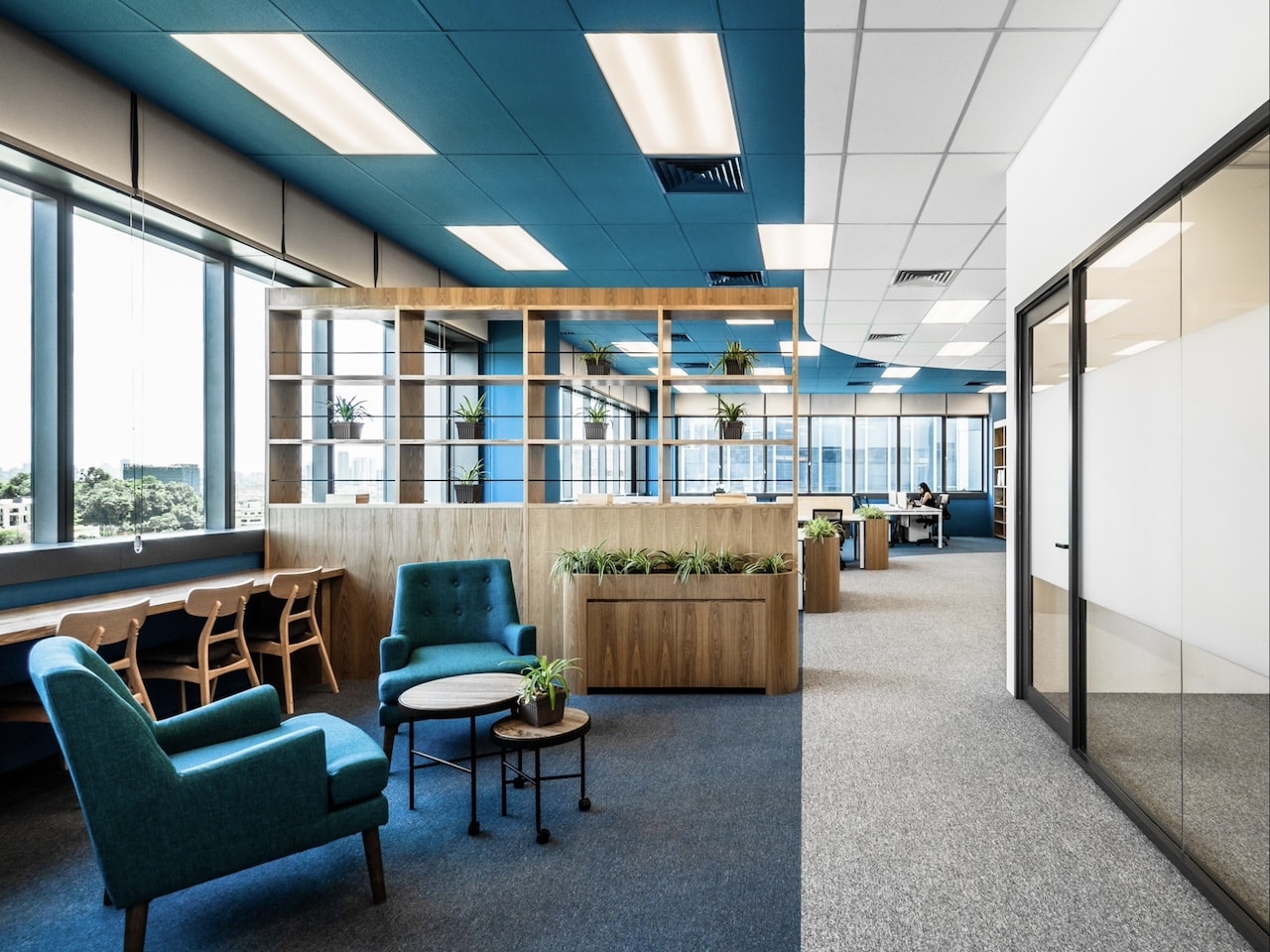 color psychology in the office workplace blue corporate office